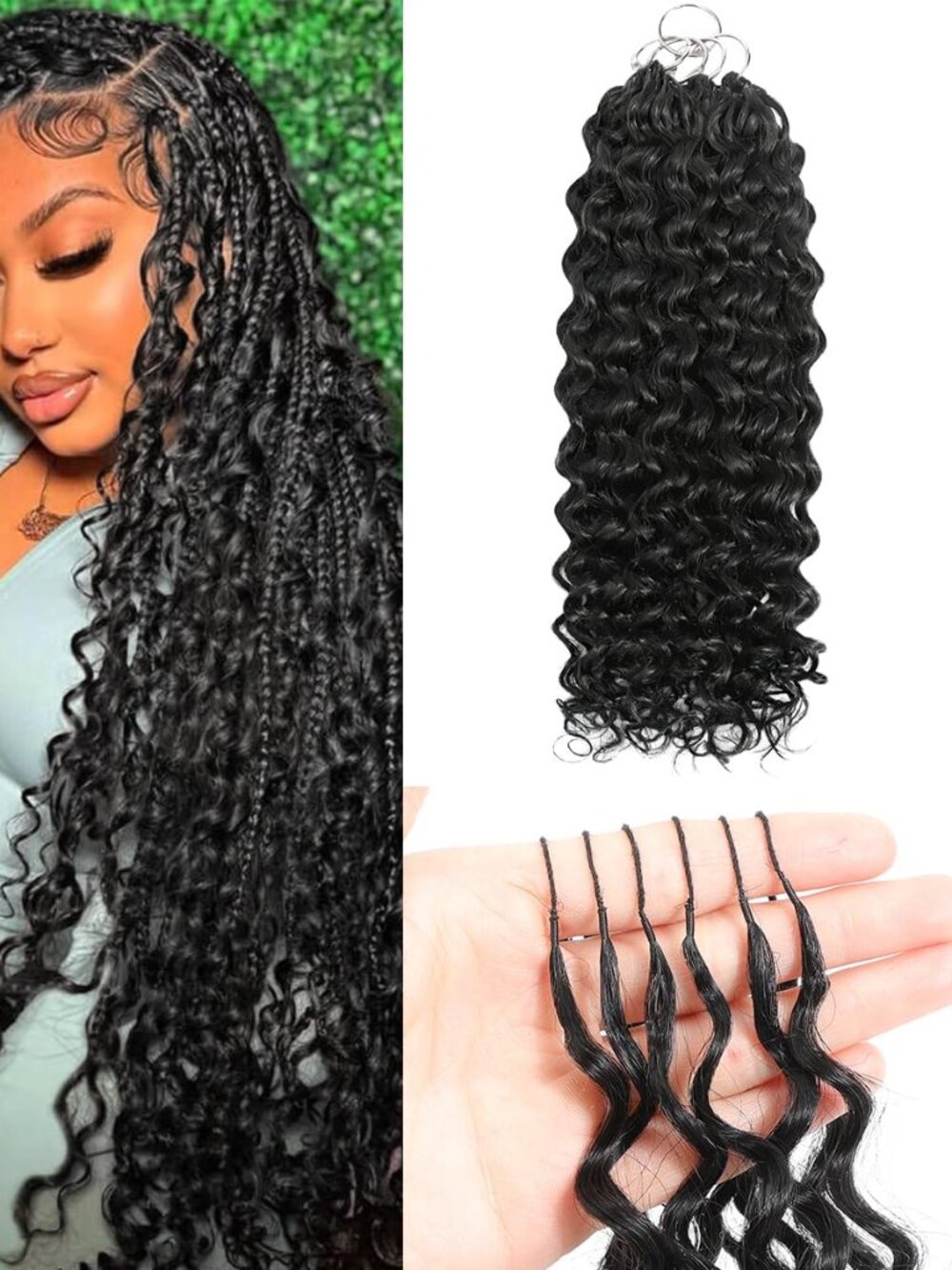 Ponadia 18" HUMAN HAIR Deep Wave 100 Strand 120g Miracle Knot Crochet Extensions